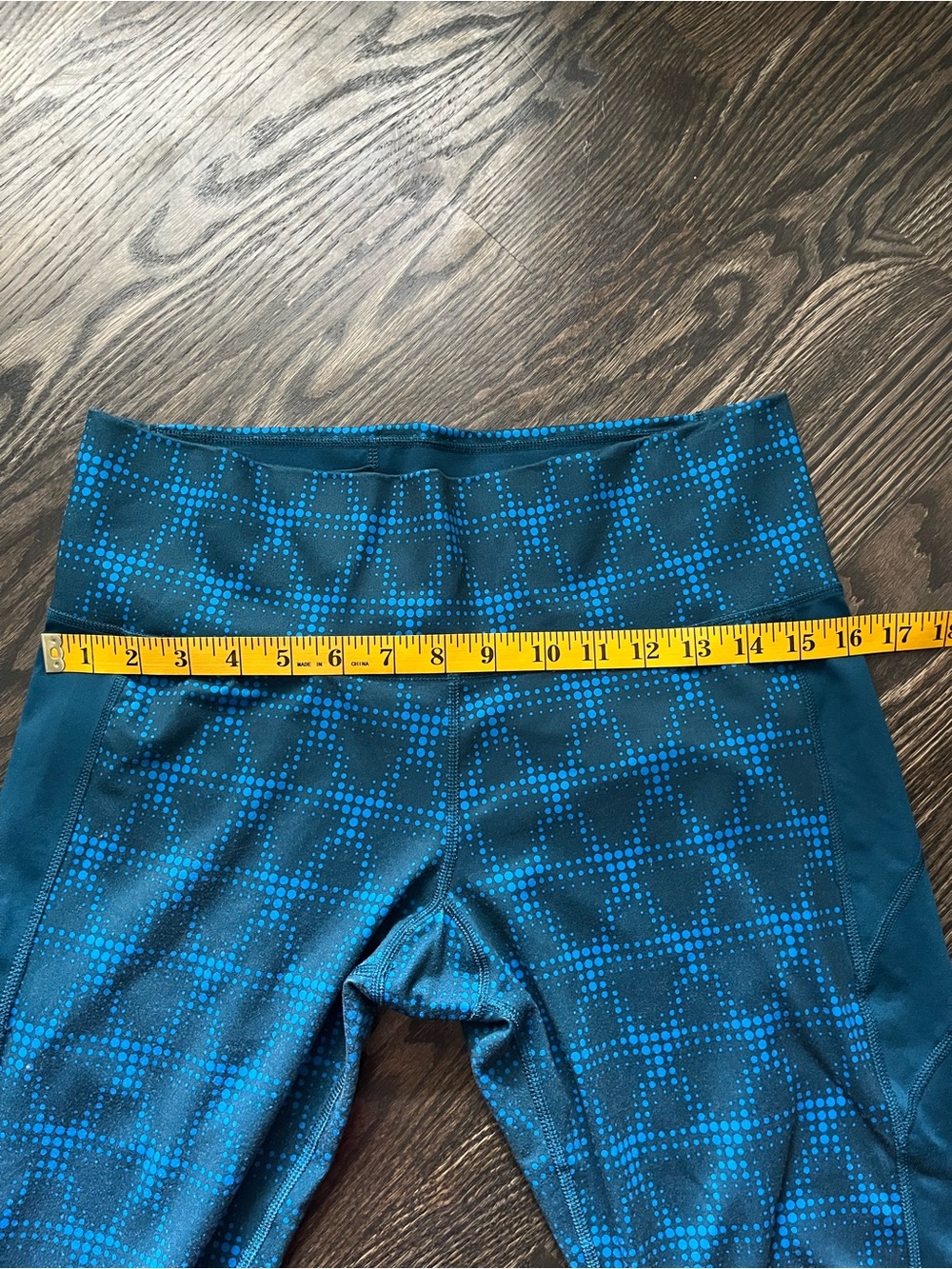 Adidas Climalite Aqua Blue Mineral Dot High-Rise Capri 3/4 Leggings Size L - Picture 10 of 11